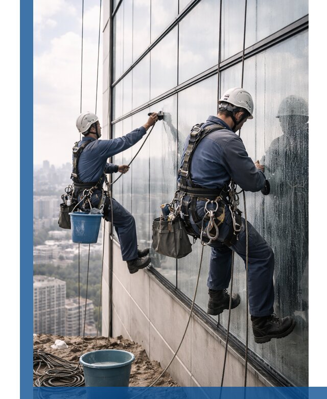 Профессиональная мойка фасадных окон альпинистами в Рыбинске