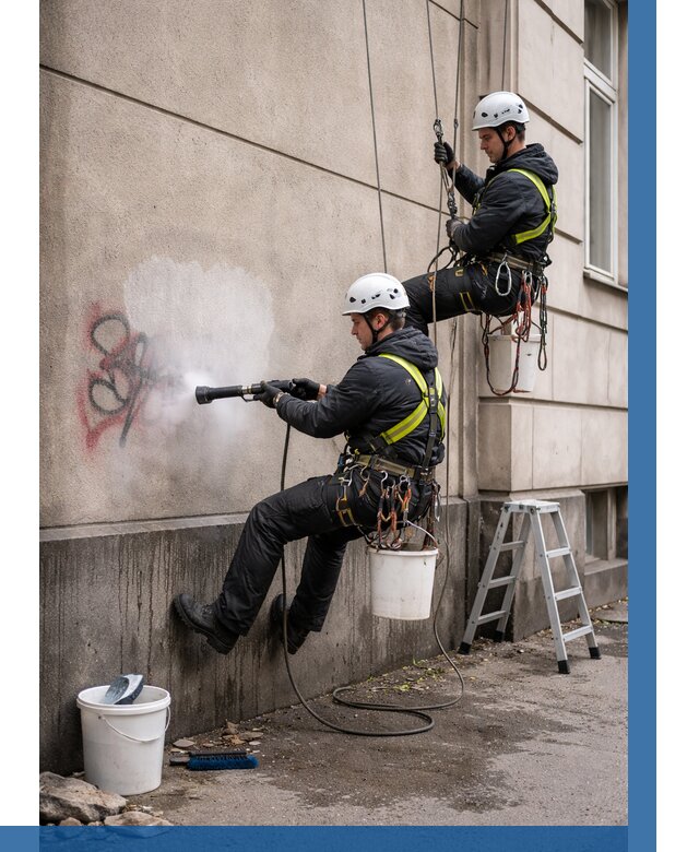 Удаление граффити с фасада в Рыбинске от 4684 р. | ВЫСОТНИК-Рбн