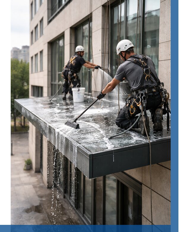 Мойка козырьков и навесов в Рыбинске от 3643 р. | ВЫСОТНИК-Рбн