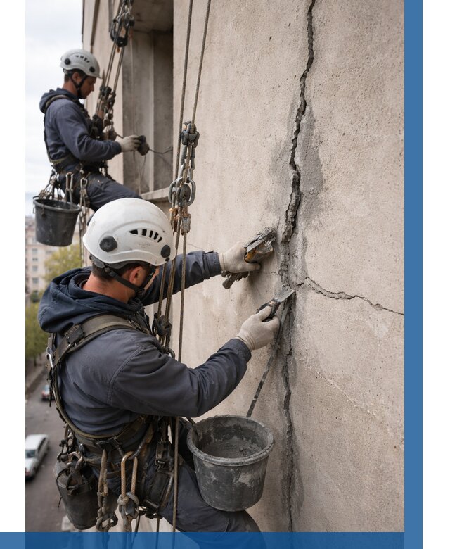 Заделка трещин на фасаде в Рыбинске от 937 р. | ВЫСОТНИК-Рбн