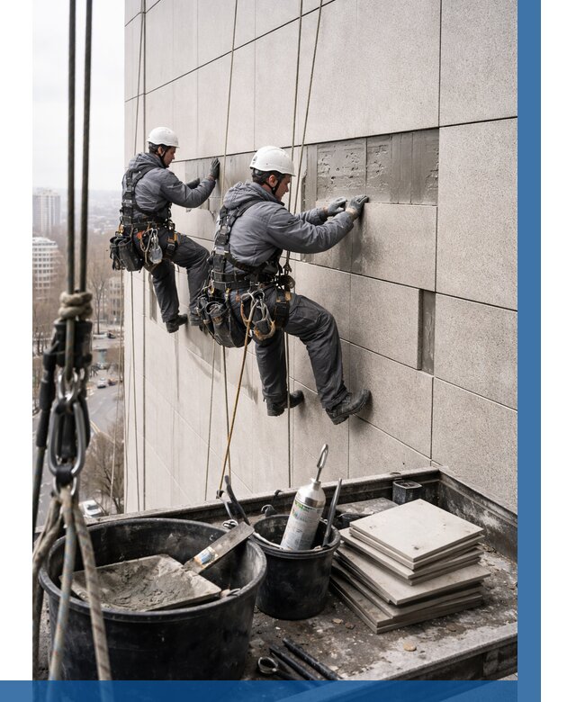 Ремонт фасада из керамогранита в Рыбинске от 2602 р. | ВЫСОТНИК-Рбн