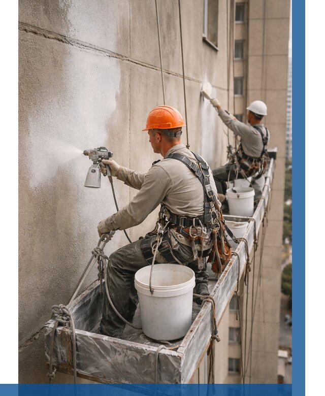 Грунтовка фасада на высоте в Рыбинске от 125 р. | ВЫСОТНИК-Рбн