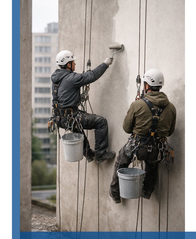 Покраска фасадов высотными альпинистами в Рыбинске с гарантией