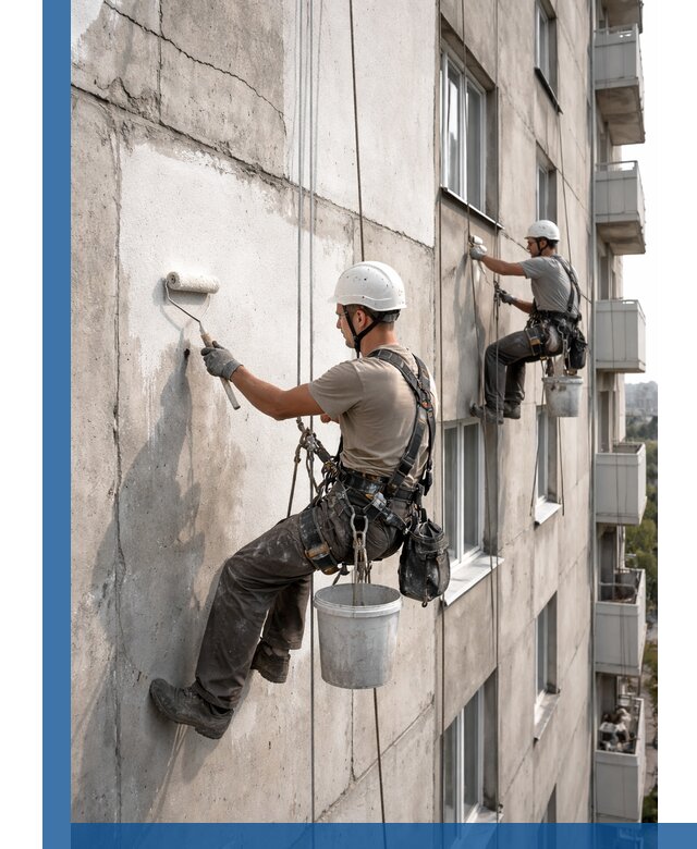 Покраска бетонного фасада в Рыбинске для жилых и промышленных объектов