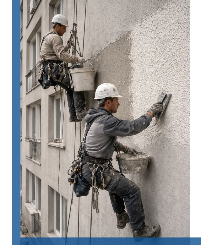 Нанесение декоративной штукатурки короед на фасад в Рыбинске