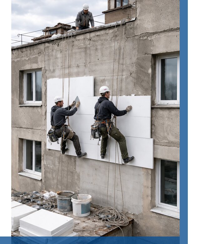 Утепление фасада пенополистиролом в Рыбинске от 1873 р. | ВЫСОТНИК-Рбн