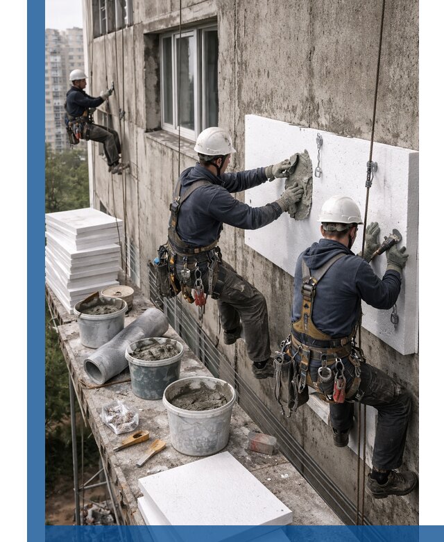 Утепление фасада пенополистиролом в Рыбинске под ключ