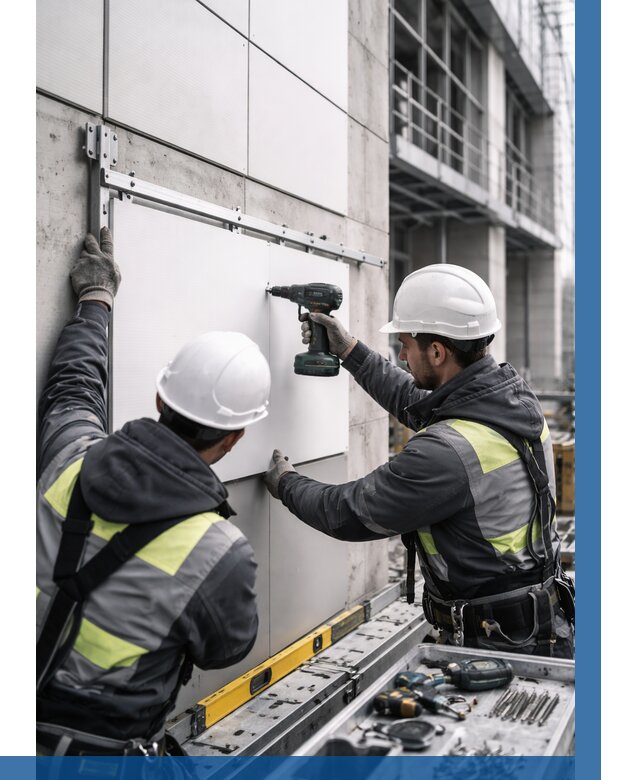 Монтаж композитных панелей фасада в Рыбинске от 2602 р. | ВЫСОТНИК-Рбн