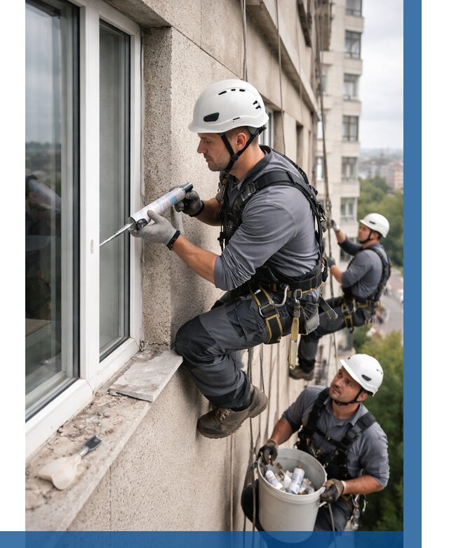 Герметизация оконных швов снаружи в Рыбинске от 1561 р. | ВЫСОТНИК-Рбн