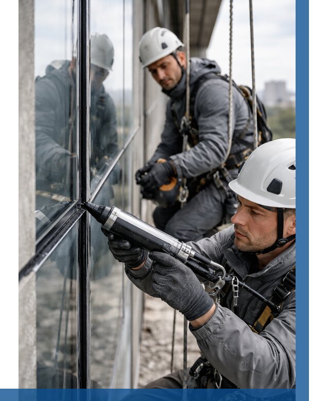 Герметизация витражных швов в Рыбинске от 677 р. | ВЫСОТНИК-Рбн