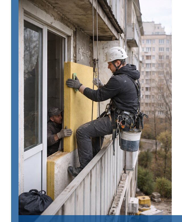 Профессиональное утепление балкона снаружи в Рыбинске под ключ