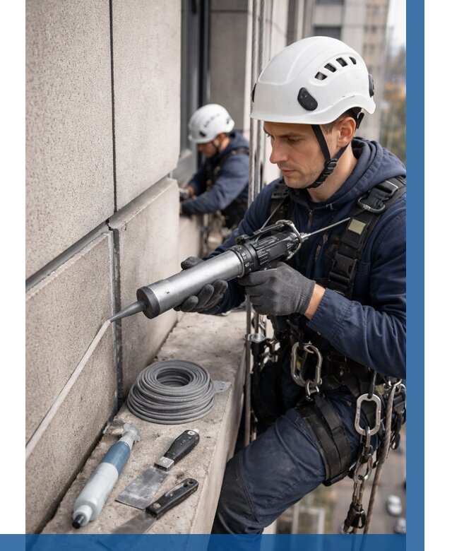 Герметизация деформационных швов фасада в Рыбинске от 729 | ВЫСОТНИК-Рбн