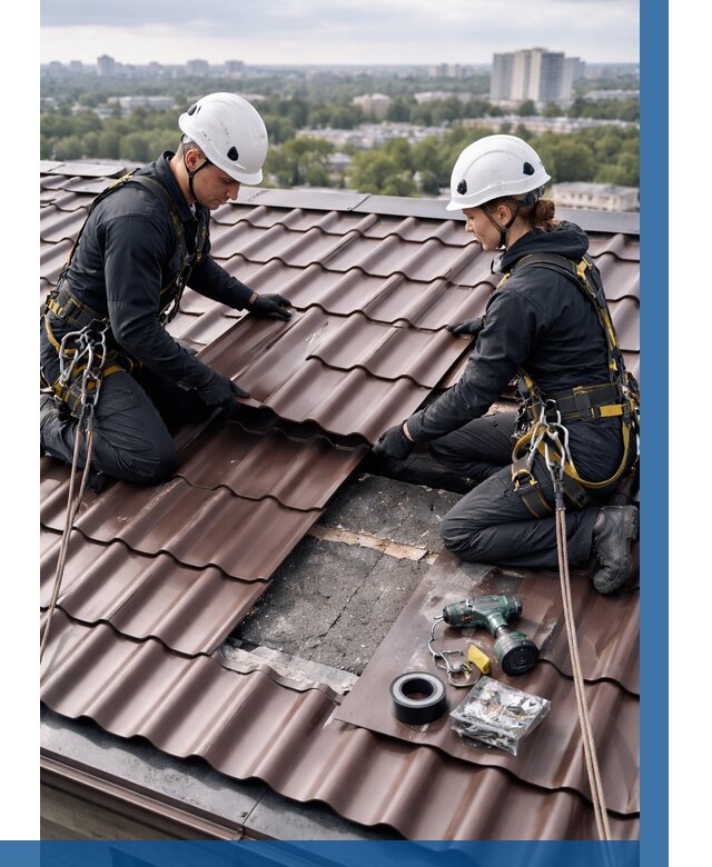 Ремонт металлочерепицы на крыше в Рыбинске от 937 р. | ВЫСОТНИК-Рбн