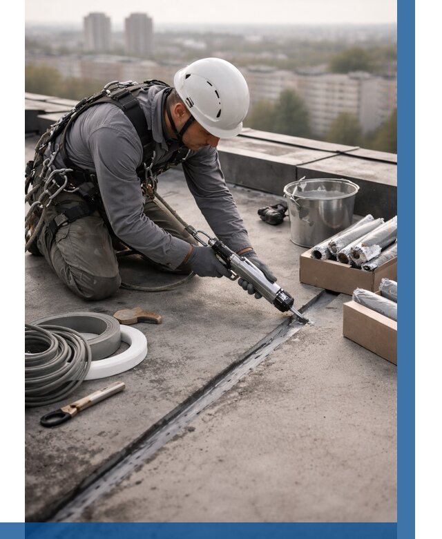 Герметизация швов кровли в Рыбинске от 468 р./м2 | ВЫСОТНИК-Рбн