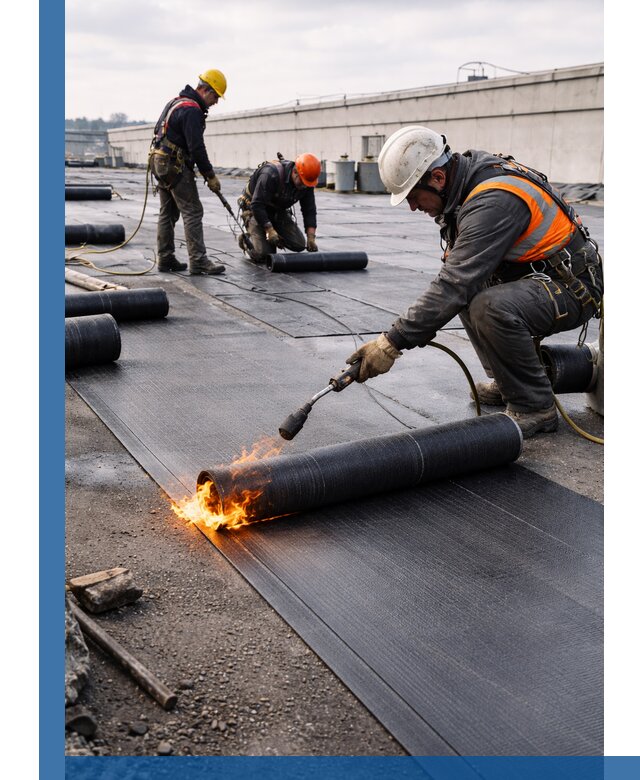 Монтаж наплавляемой кровли в Рыбинске профессионально