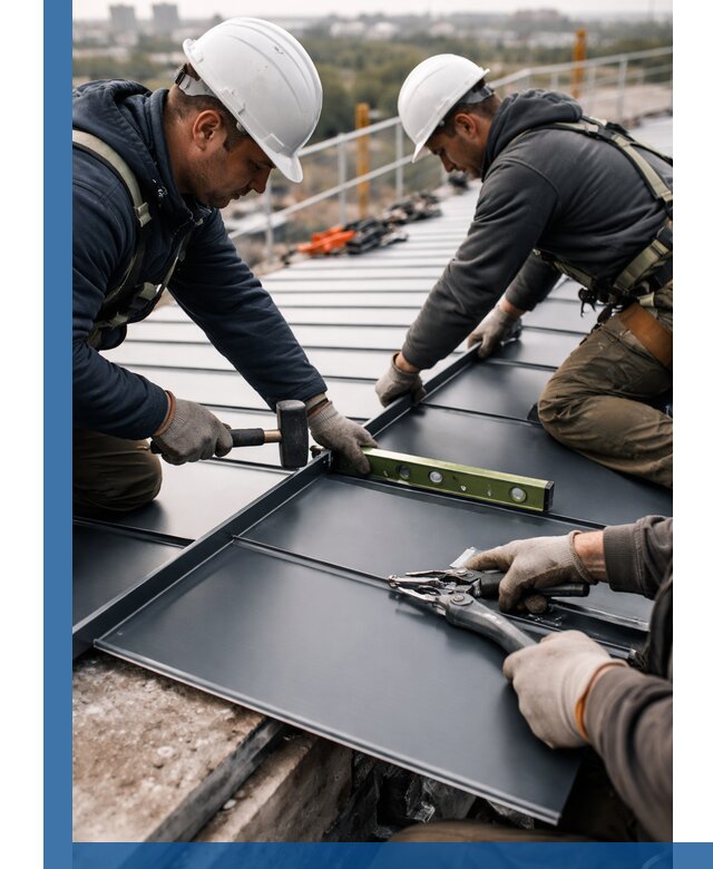 Монтаж фальцевой кровли в Рыбинске для промышленных зданий