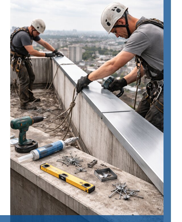 Монтаж парапетных крышек в Рыбинске от 833 р. | ВЫСОТНИК-Рбн