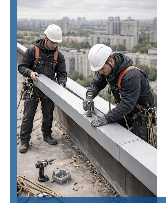 Монтаж парапетных крышек и ограждений кровли в Рыбинске