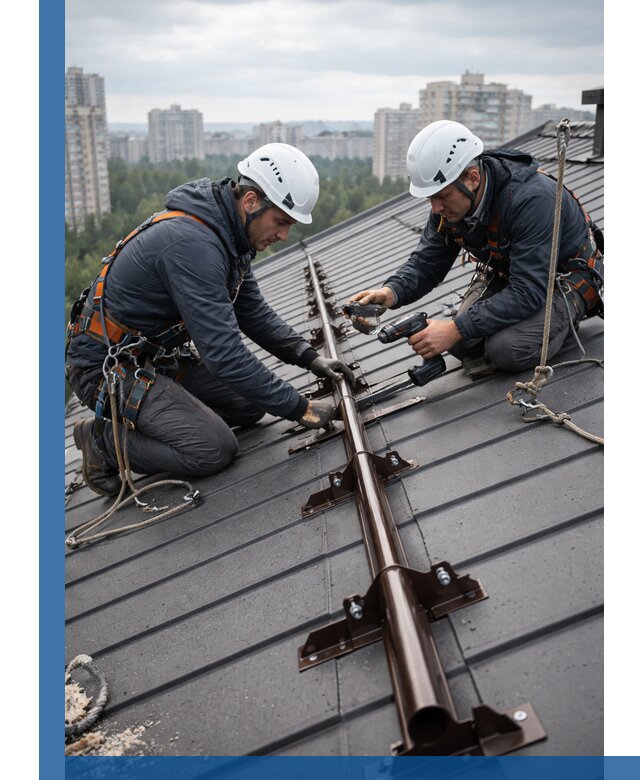 Монтаж снегозадержателей на кровле зданий в Рыбинске под ключ