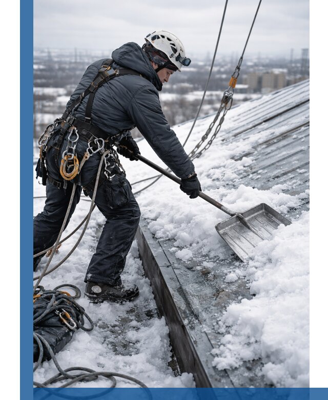 Профессиональная очистка кровли от снега и наледи в Рыбинске