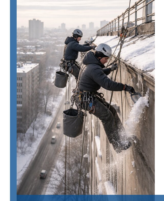 Очистка карнизов от снега в Рыбинске профессионально и безопасно