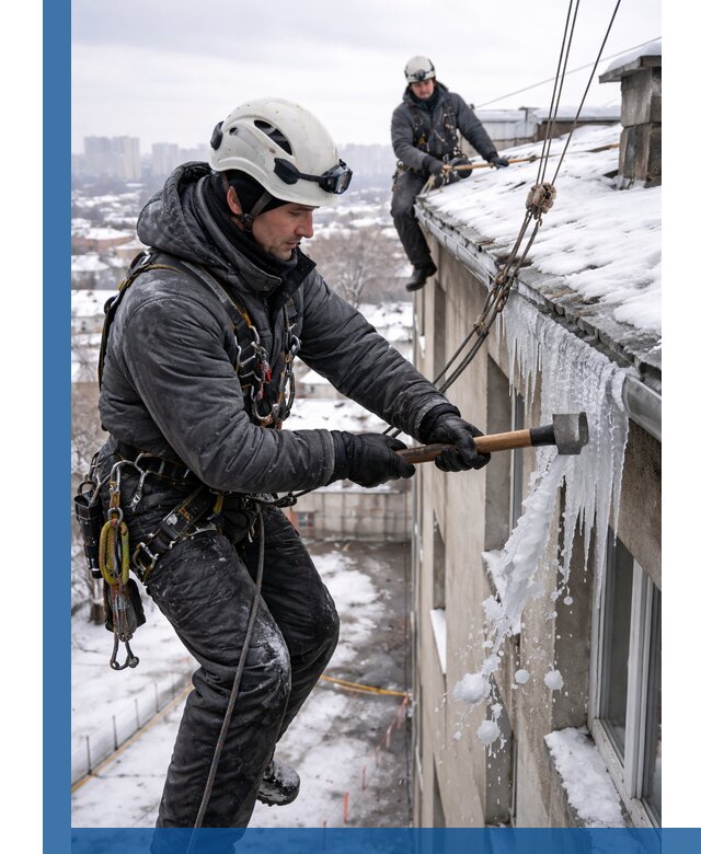Сбивание и удаление сосулек с крыши в Рыбинске безопасно