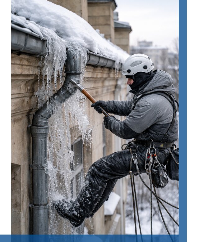 Очистка водостоков от льда в Рыбинске от 3643 р. | ВЫСОТНИК-Рбн