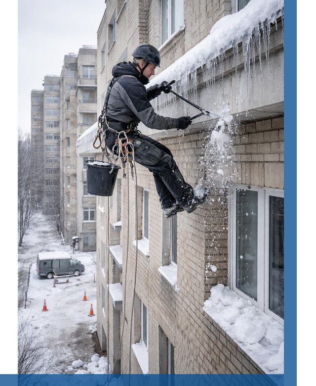 Удаление наледи с карнизов в Рыбинске от 364 р. | ВЫСОТНИК-Рбн