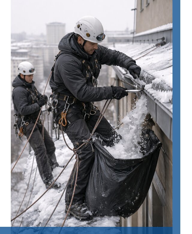 Аварийная очистка крыши в Рыбинске под ключ от 312 р. | ВЫСОТНИК-Рбн