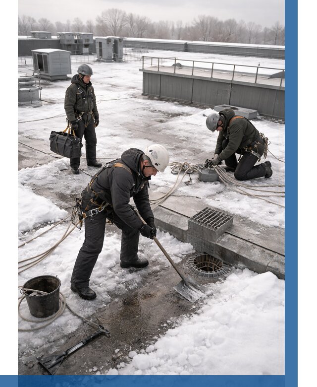 Абонентское обслуживание кровли зимой в Рыбинске от 8326 р. | ВЫСОТНИК-Рбн