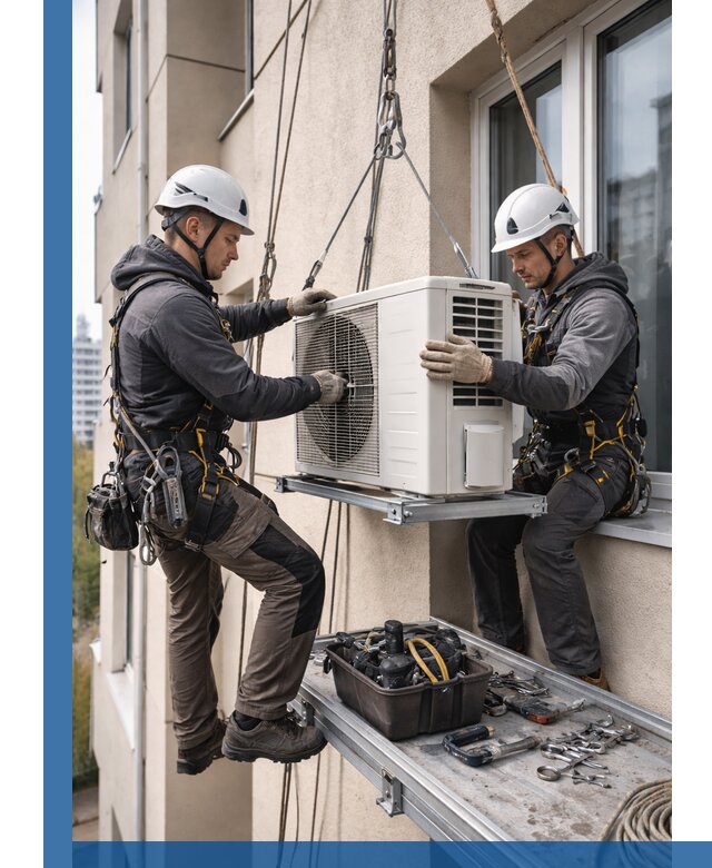 Перенос внешнего блока кондиционера в Рыбинске с монтажом и крепежом