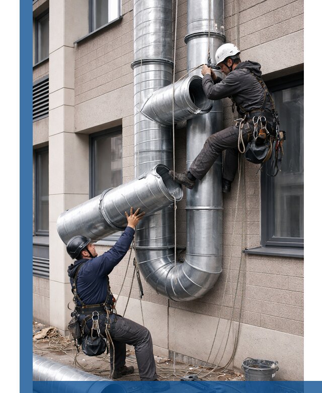 Монтаж фасадных воздуховодов в Рыбинске с герметизацией и крепежом