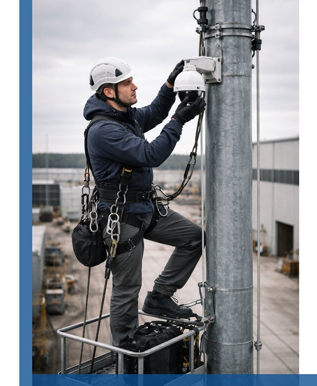 Профессиональная установка видеокамер на мачте в Рыбинске