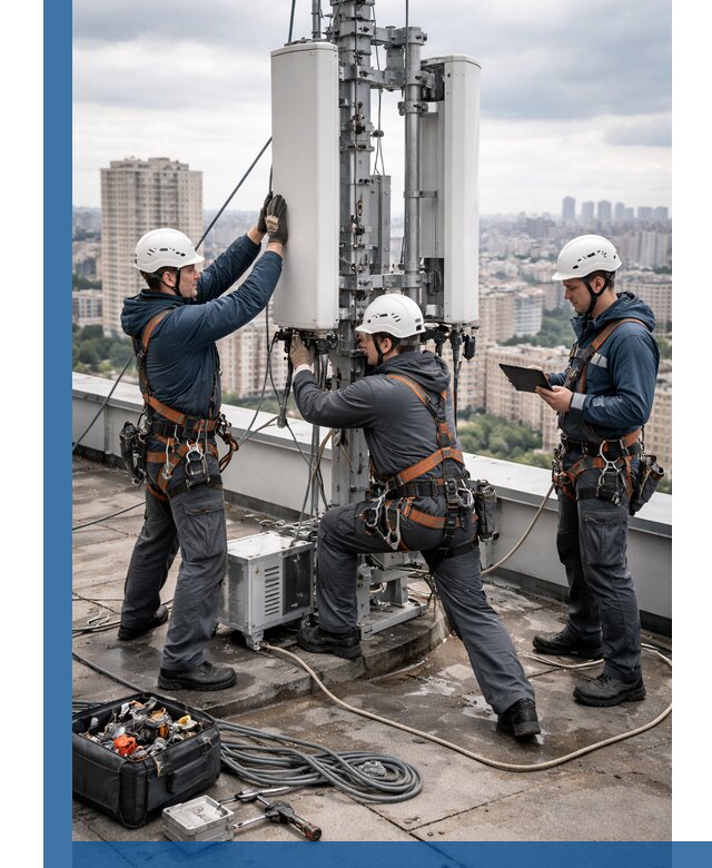 Монтаж антенн связи на крыше в Рыбинске с вводом в эксплуатацию