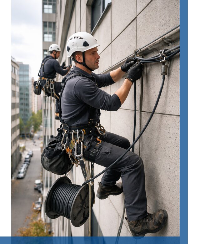 Прокладка кабеля по фасаду в Рыбинске от 364 р. | ВЫСОТНИК-Рбн