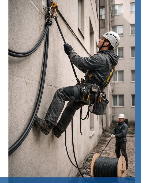 Протяжка кабеля питания на высоте в Рыбинске от 468 р. | ВЫСОТНИК-Рбн