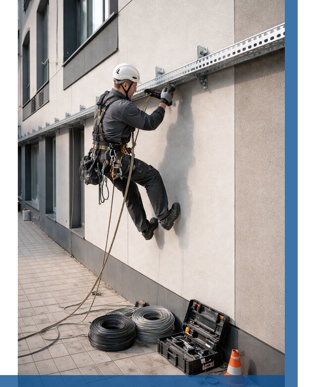 Монтаж кабельных лотков на фасаде в Рыбинске от 1249 р. | ВЫСОТНИК-Рбн