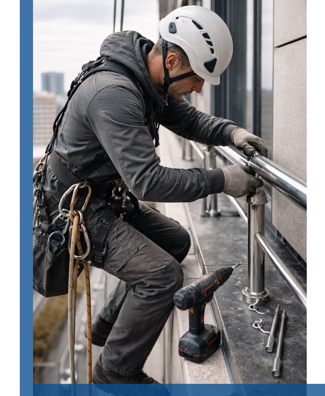 Монтаж ограждений на высоте в Рыбинске для зданий и конструкций