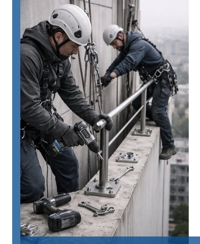 Монтаж перил на высоте в Рыбинске для жилых и промобъектов