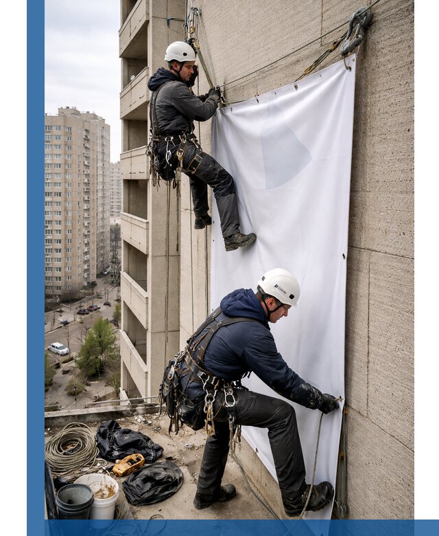 Профессиональный монтаж баннеров на фасаде в Рыбинске