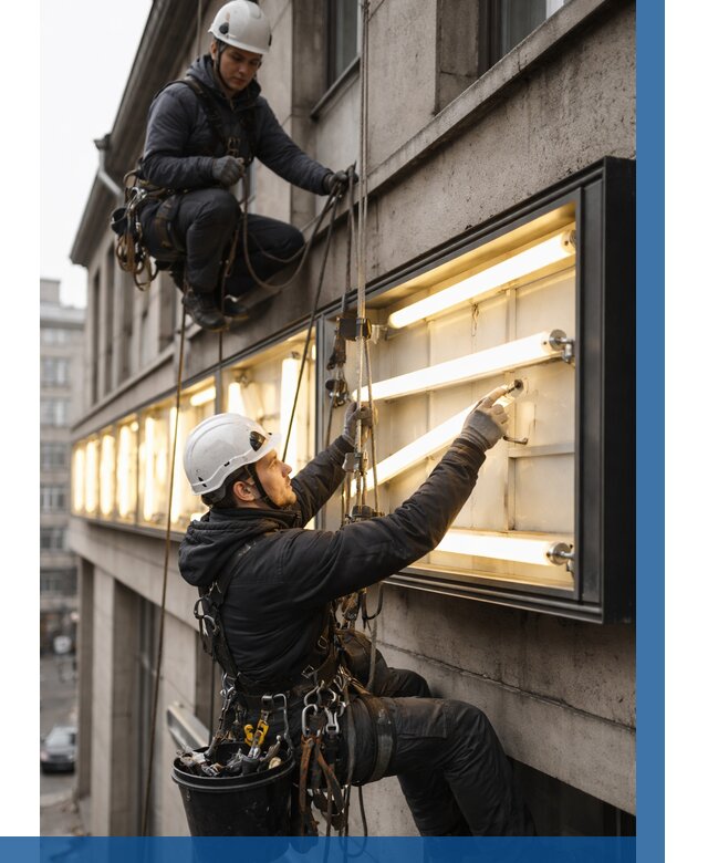 Замена ламп в вывеске в Рыбинске под ключ от 3643 р. | ВЫСОТНИК-Рбн