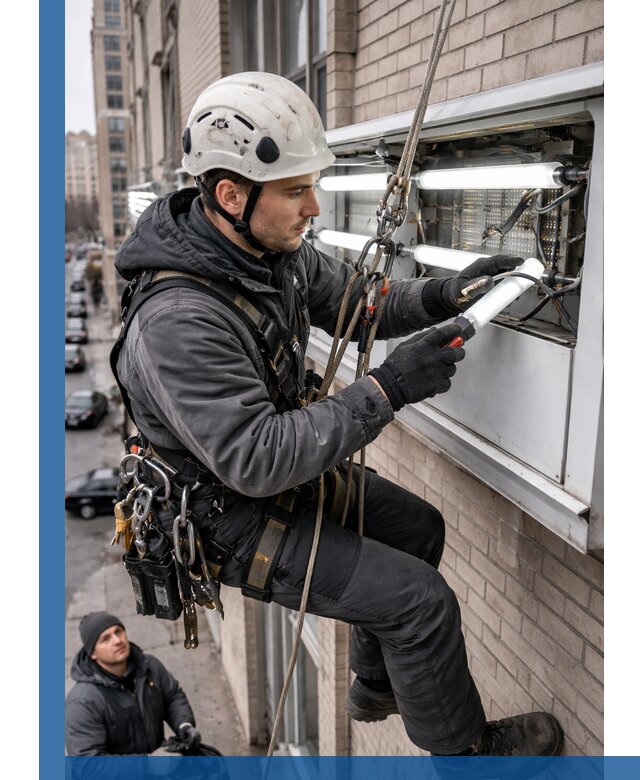 Профессиональная замена ламп в наружной вывеске в Рыбинске
