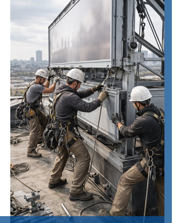 Монтаж крышной рекламной конструкции в Рыбинске от 62448 р.|ВЫСОТНИК-Рбн