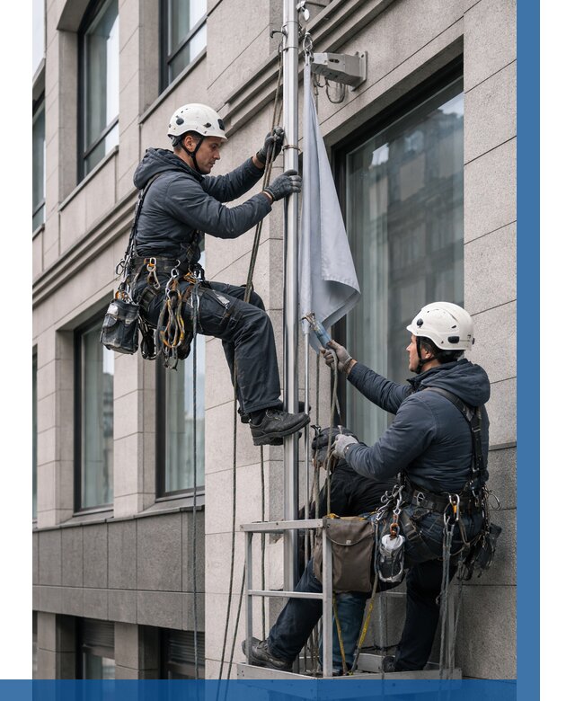 Установка флагов на фасаде в Рыбинске от 4684 р. | ВЫСОТНИК-Рбн