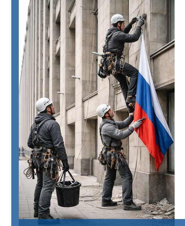 Профессиональная установка флагов на фасаде в Рыбинске