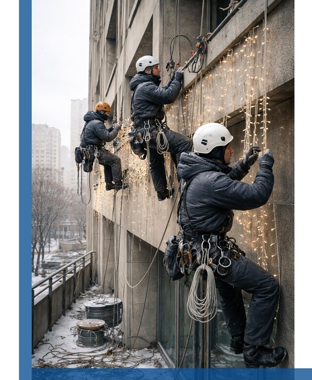 Монтаж новогодней иллюминации и украшение фасадов в Рыбинске