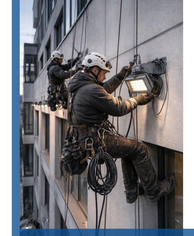 Монтаж фасадного освещения в Рыбинске установка и подключение