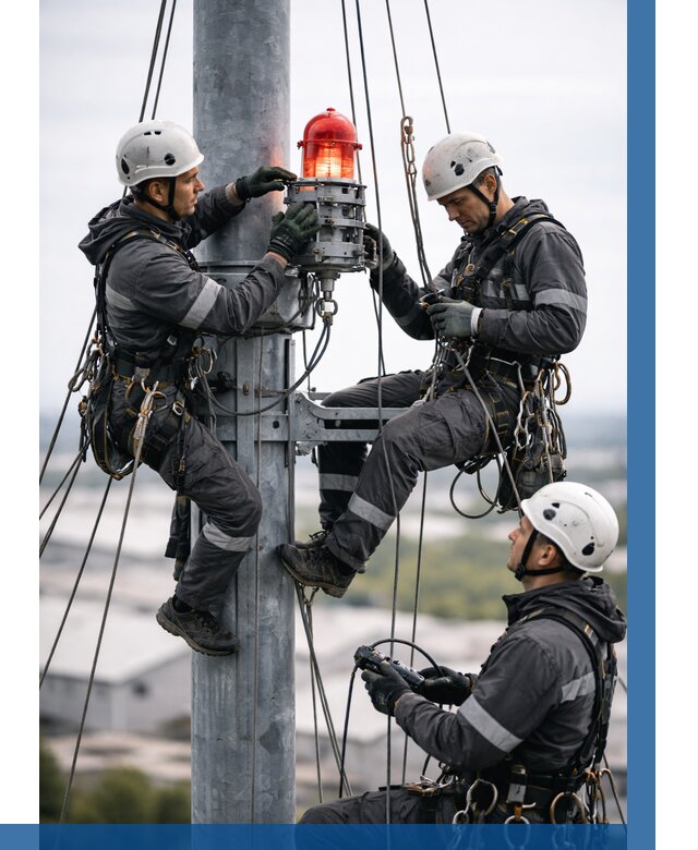 Монтаж заградительных огней в Рыбинске от 8847 р. | ВЫСОТНИК-Рбн