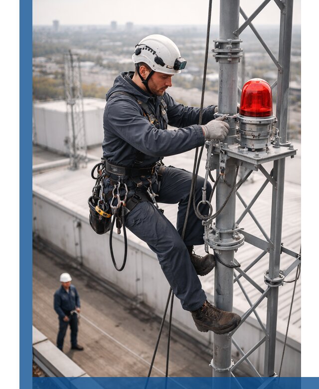 Монтаж заградительных огней и обслуживание объектов в Рыбинске
