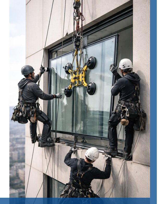 Монтаж стеклопакетов на высоте в Рыбинске от 3331 р. | ВЫСОТНИК-Рбн